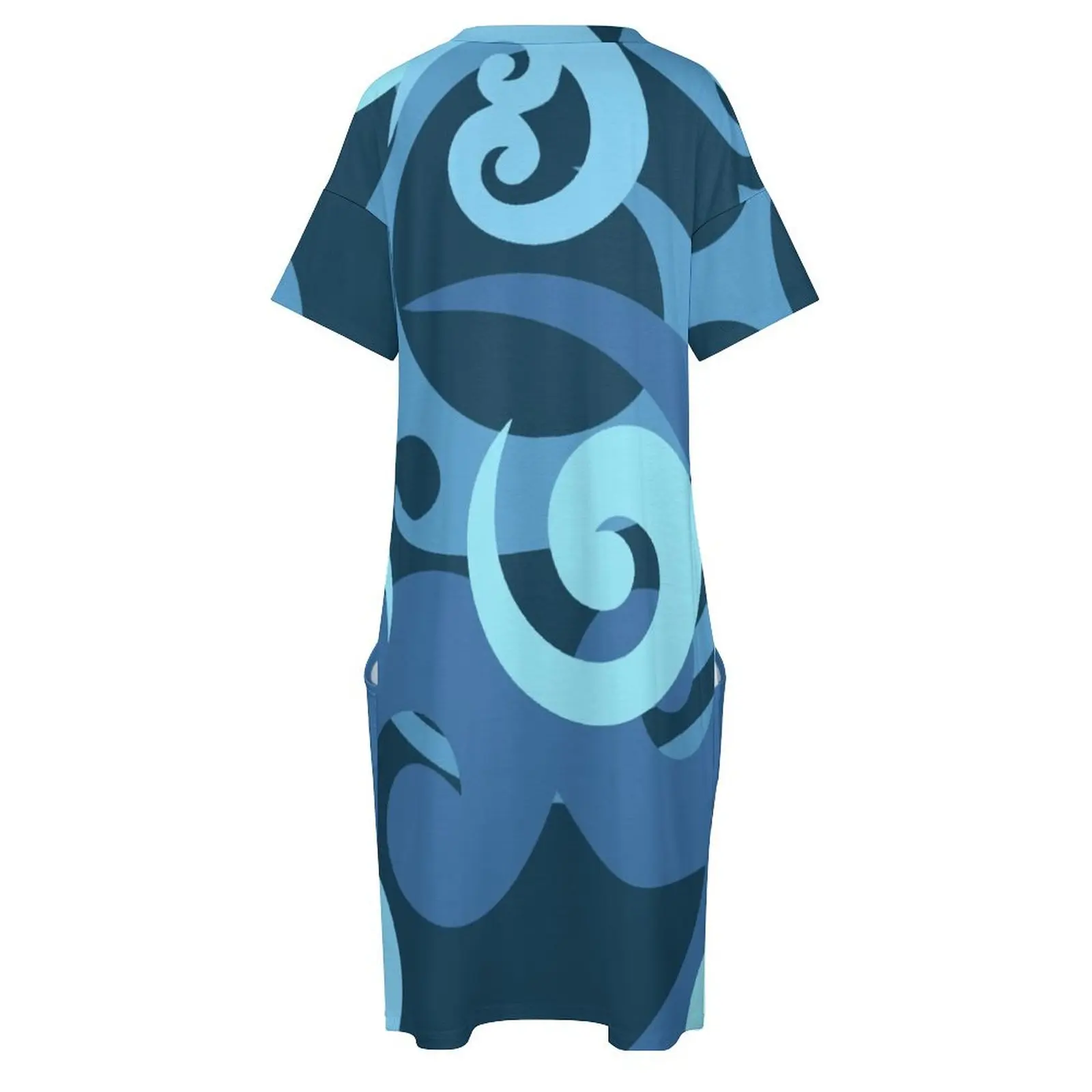 Koru design синее свободное платье с карманами женские платья летнее длинное летние