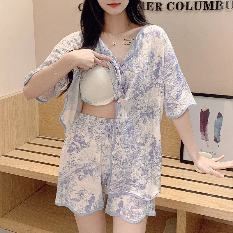 Хлопковая пижама с принтом в виде сердца комплект бюстгальтером и подушечками