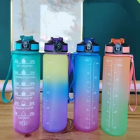 1000ml motivational water bottle with time marker portable bounce cover 32oz gradient straw cup for fitness gym outdoor sports