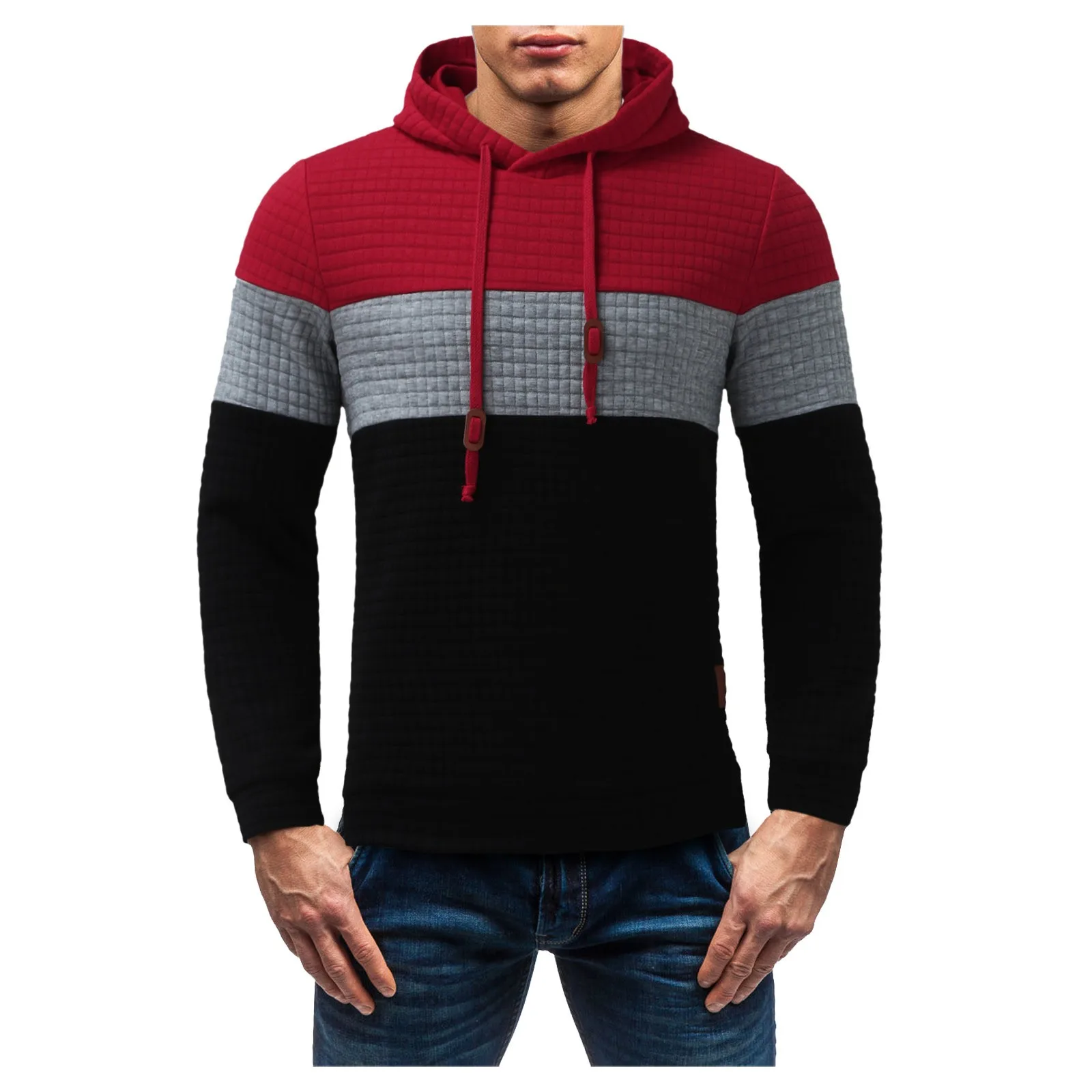 

Color Block Hoodies Sweatshirt Plaid Print Tops Winter Casual Hoodie Loose Fit Men's Sweatshirt Long Sleeve Moletom Masculinos