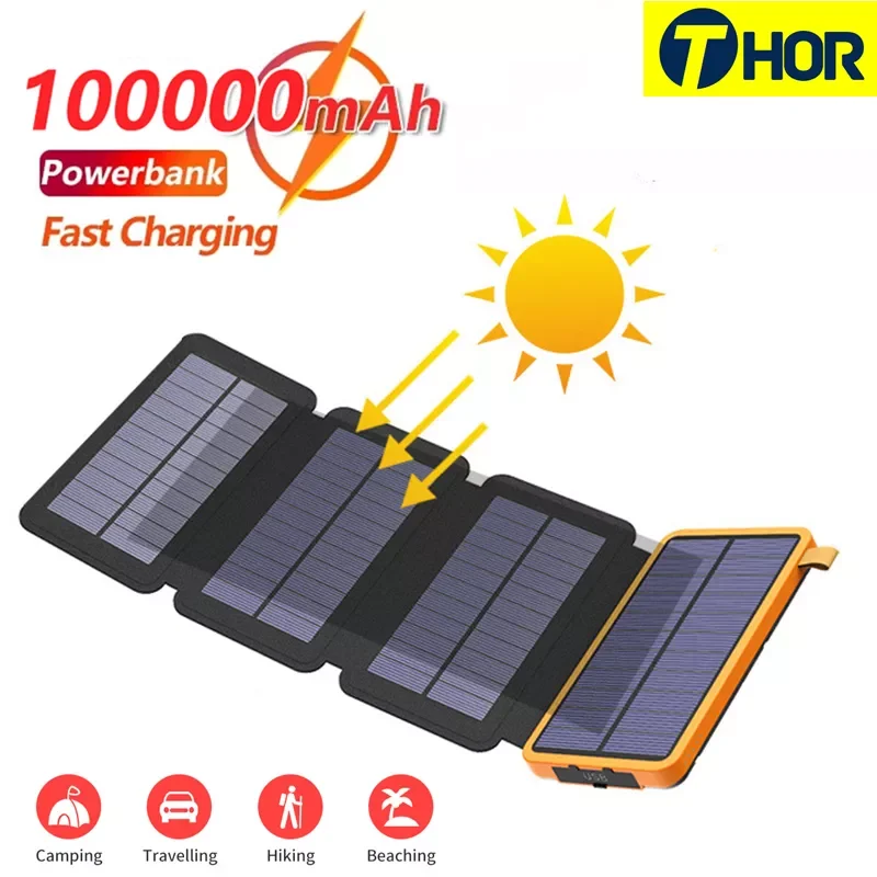 

990000mAh Waterproof Solar Power Bank Outdoor Camping Portable Folding Solar Panels 5V 2A USB Output Device Sun Power For Phone