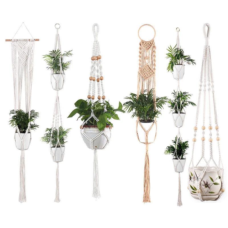 

100% Handmade Hanging Baskets Flowerpot Plant Holder Macrame Plant Hanger Indoor Wall Hanging Planter Plant Holder Basket