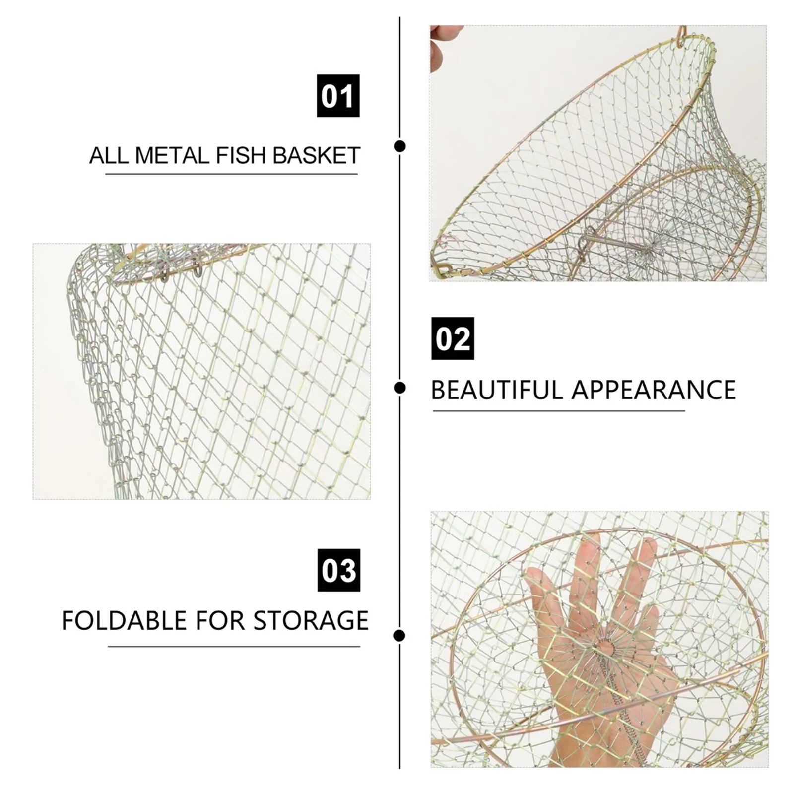 Portable Crab Cage Iron Fishing Cages Tackle Net Bag Wire Mesh Tools Folding Case Foldable enlarge