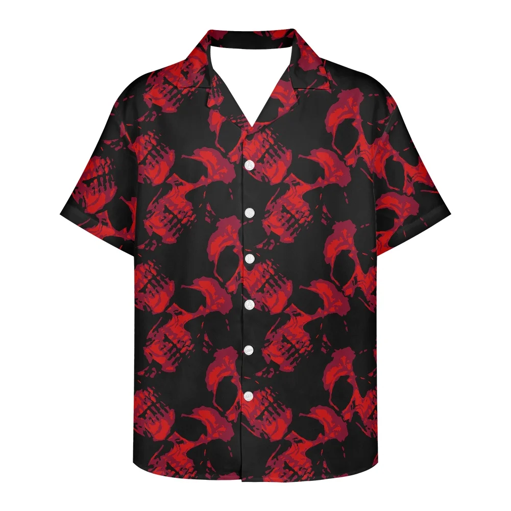 

Гавайская рубашка унисекс, свободная дышащая гавайская рубашка с коротким рукавом и забавным узором в виде черепа на Хэллоуин, одежда в сти...