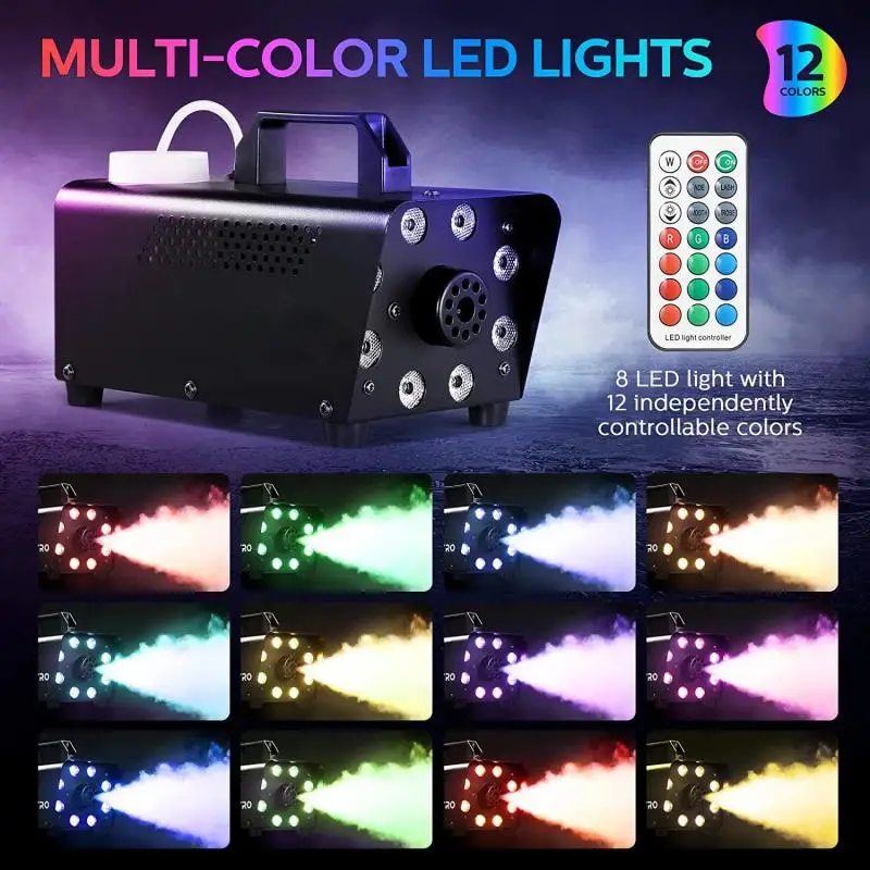 New 500W LED RGB Wireless Remote Control Fog Machine DJ Disco Smoke Machine For Party Wedding Halloween Stage Effect Fogger