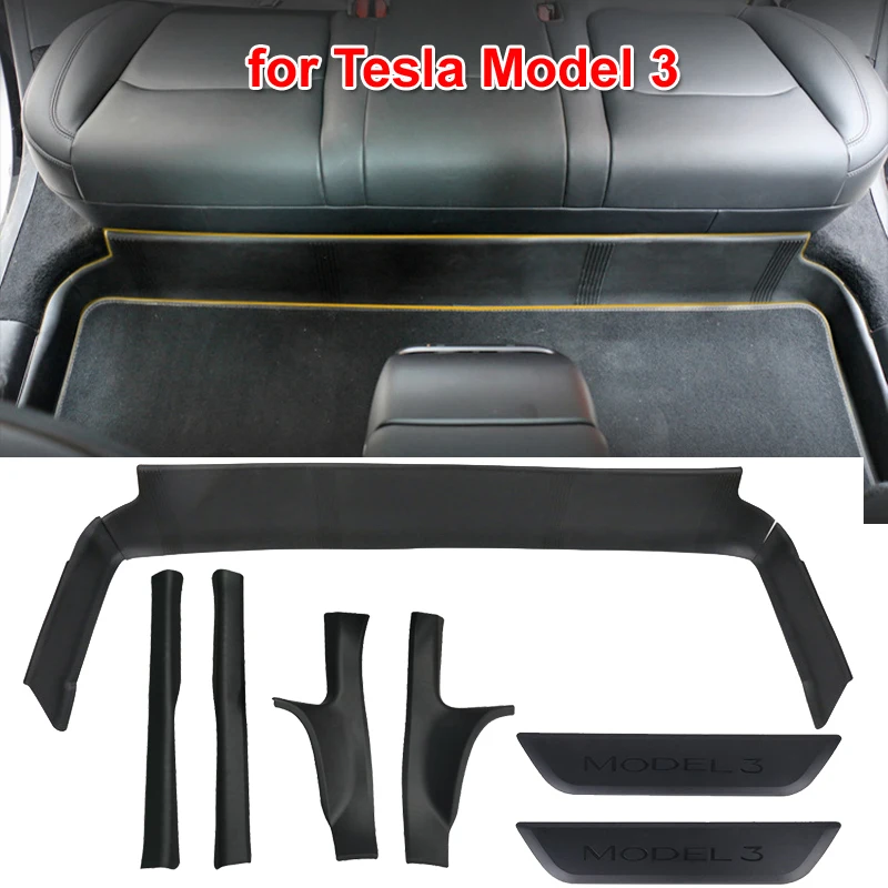 For Tesla Model 3 2022 2023 Interior Accessories Anti-kick Under Seat Side Protector Cover Protective Pad Rear Door Sill Guard