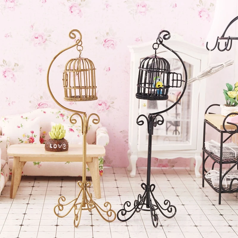 

Mini Metal Bird Cage Model Micro Landscape DIY Birdcage Ornament Crafts for Doll House Girls Dollhouse Decoration Gift