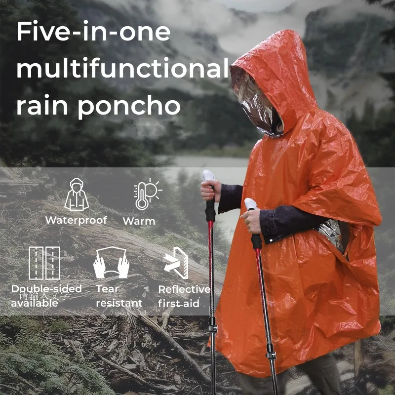 Купи Wilderness cold warm disposable first aid raincoat portable pe aluminum film emergency poncho outdoor growth section raincoat за 348 рублей в магазине AliExpress