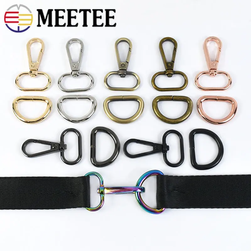 

2Sets Swivel Clasp Bag Strap Metal Buckle Pet Collar Webbing D Ring Belt Keychain Swivel Clip Hook Lobster Clasp DIY Accessories
