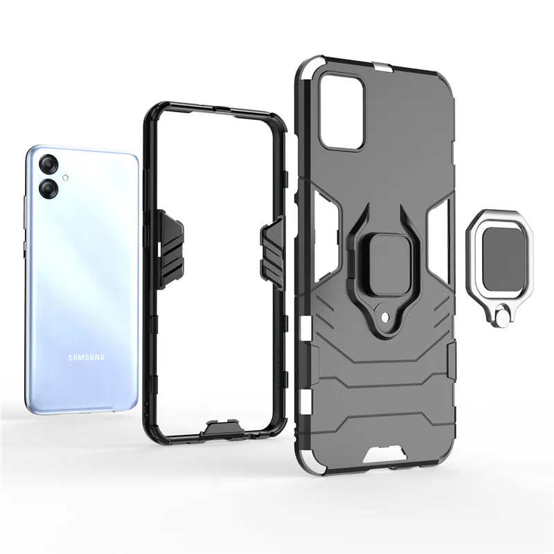 For Samsung Galaxy A04E Case 6.5 inch Hard Armor Finger Ring Protective Bumper Galaxy A03 A04s A04 A04E Case Samsung A04E Cover
