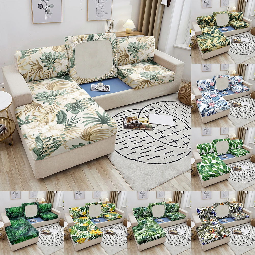Tropical Stretch Sofa Seat Cushion Cover Sofa Covers for Living Room Removable Elastic Seat Chair Cover Furniture Protector