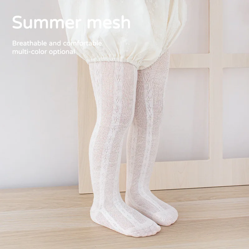 

0-6Years Summer Mesh Thin Children Tights For Girls Solid Color Pantyhose Fashion Soft Baby Girl Tights Cotton Kids Stockings