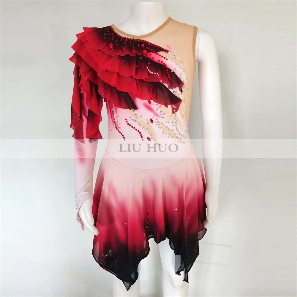 Платье для катания на коньках LIUHUO женское костюм девушек и подростков с красным