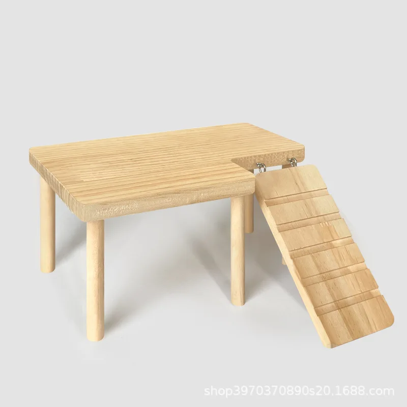 

Pet Multifunctional Platform, Wooden Bracket, Attic, Golden Bear Toy Supplies, Practical Wooden Platform with Ladder