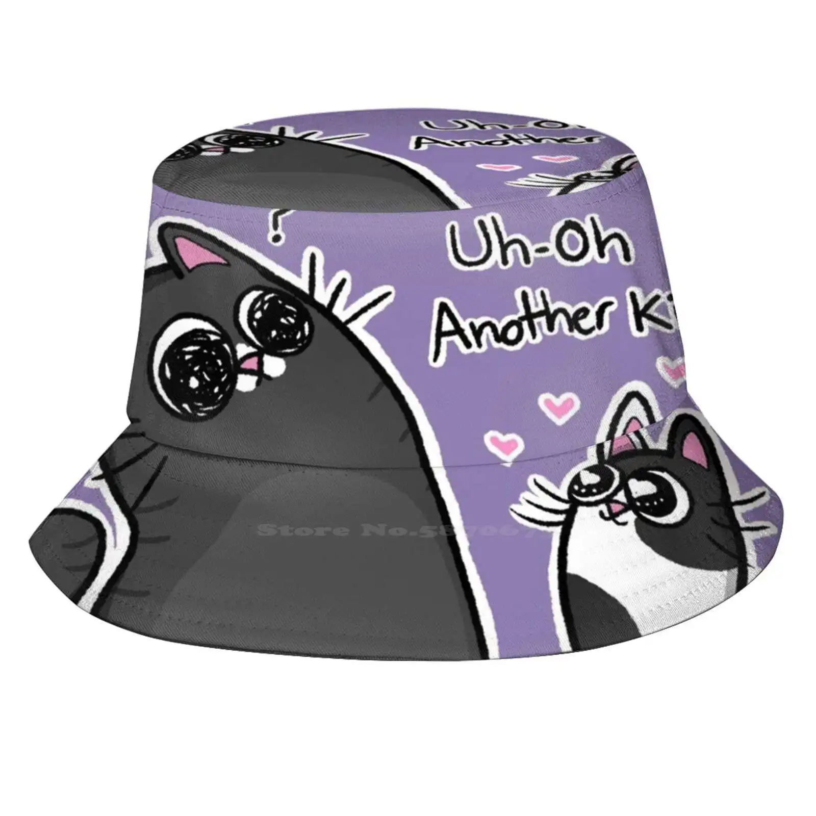 

Uh-Oh Another Kitty Korean Caps Funny Beach Bucket Hats Kitty Black Cat Grey Cat Cat Eyes Cat Lovers Cat Mom Cat Dad Kitten