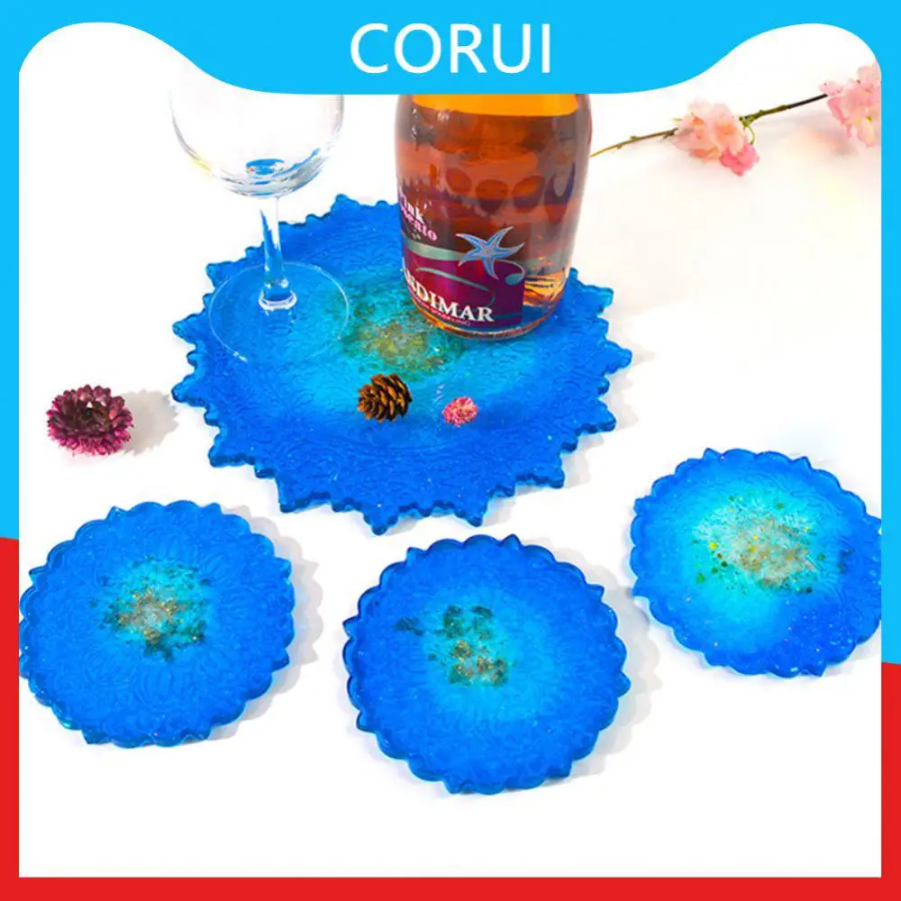 

Making Tools Craft Mould Resin Crafts Glass Cup Mat Mould Diy Flower Pattern Coaster Tray Mold 2023 Wholesale Silicone Molds Hot