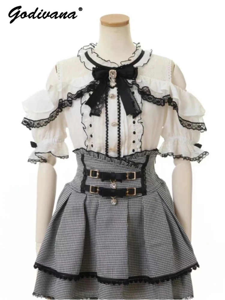 Рубашка в японском стиле для женщин весна-лето Милая Кружевная Сексуальная