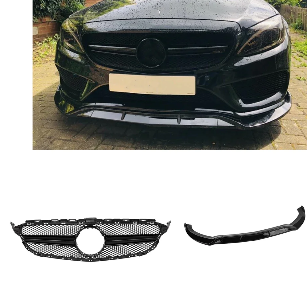 Новый! Для Mercedes Benz C Class W205 2015-2018 Sport C200 C250 AMG Style Черная передняя решетка + нижний