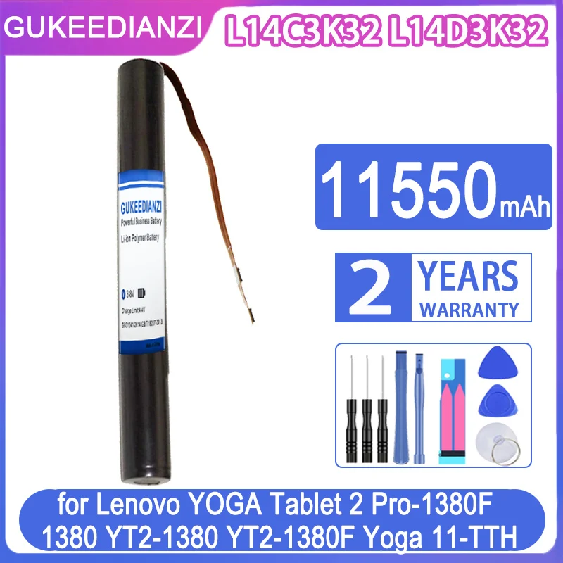 

GUKEEDIANZI L14C3K32 Tablet Battery for LENOVO YOGA Tablet 2 Pro-1380F 1380L 1380F YT2-1380F YT2-1380 2-1380F L14D3K32 11550MAH