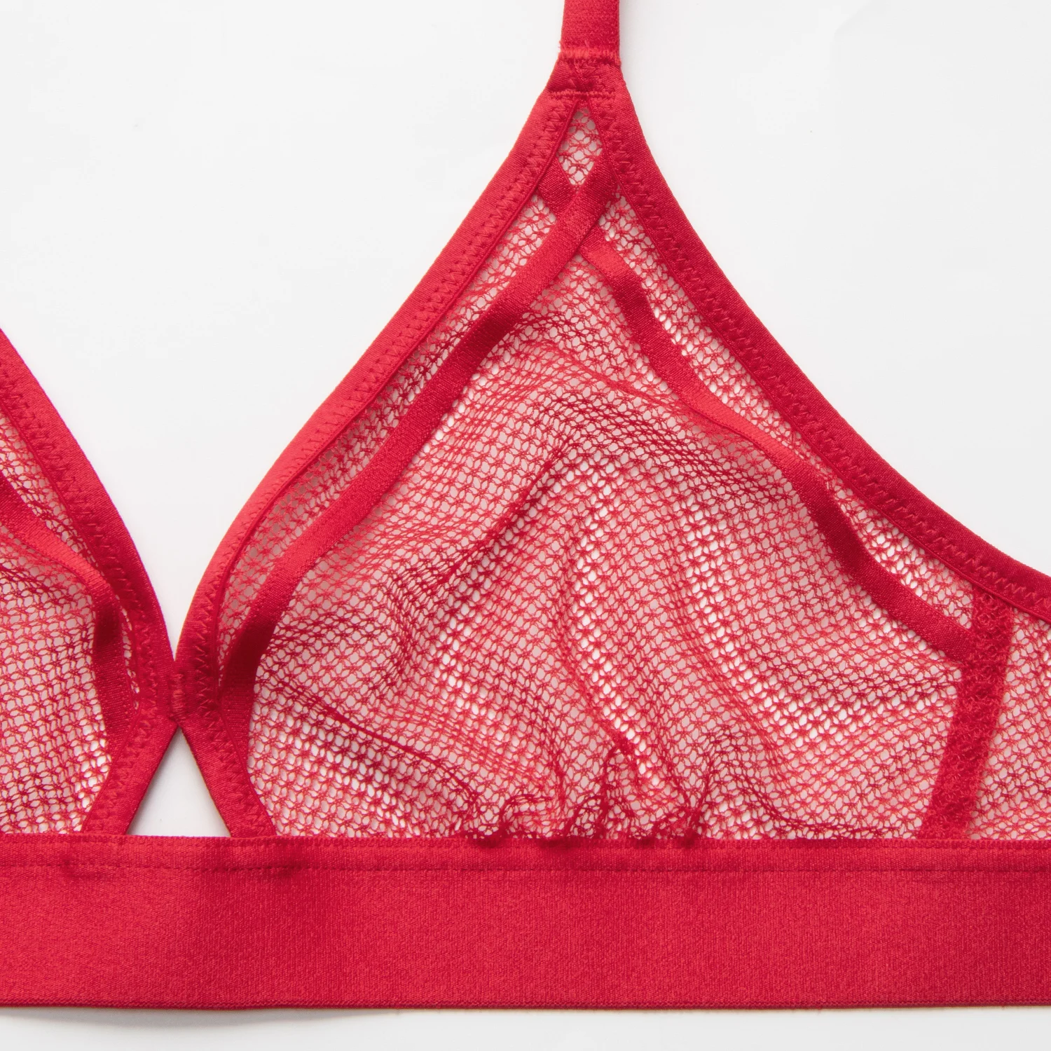 Women's Sexy Lace Bra Sheer Mesh See Through Bralette Unlined Wireless Plunge Triangle Brallets Valentine Underwear Gift