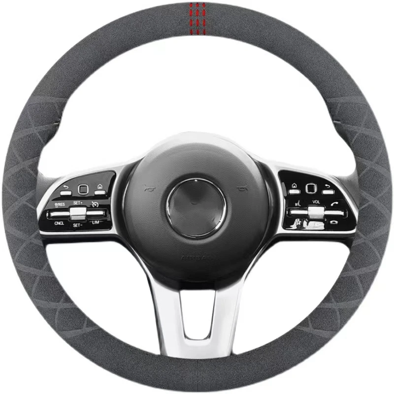 

38cm Round/D Type Car Steering Wheel Cover Black Genuine Leather Suede For Mercedes Benz A-Class B-Class C-Class CLS-Class