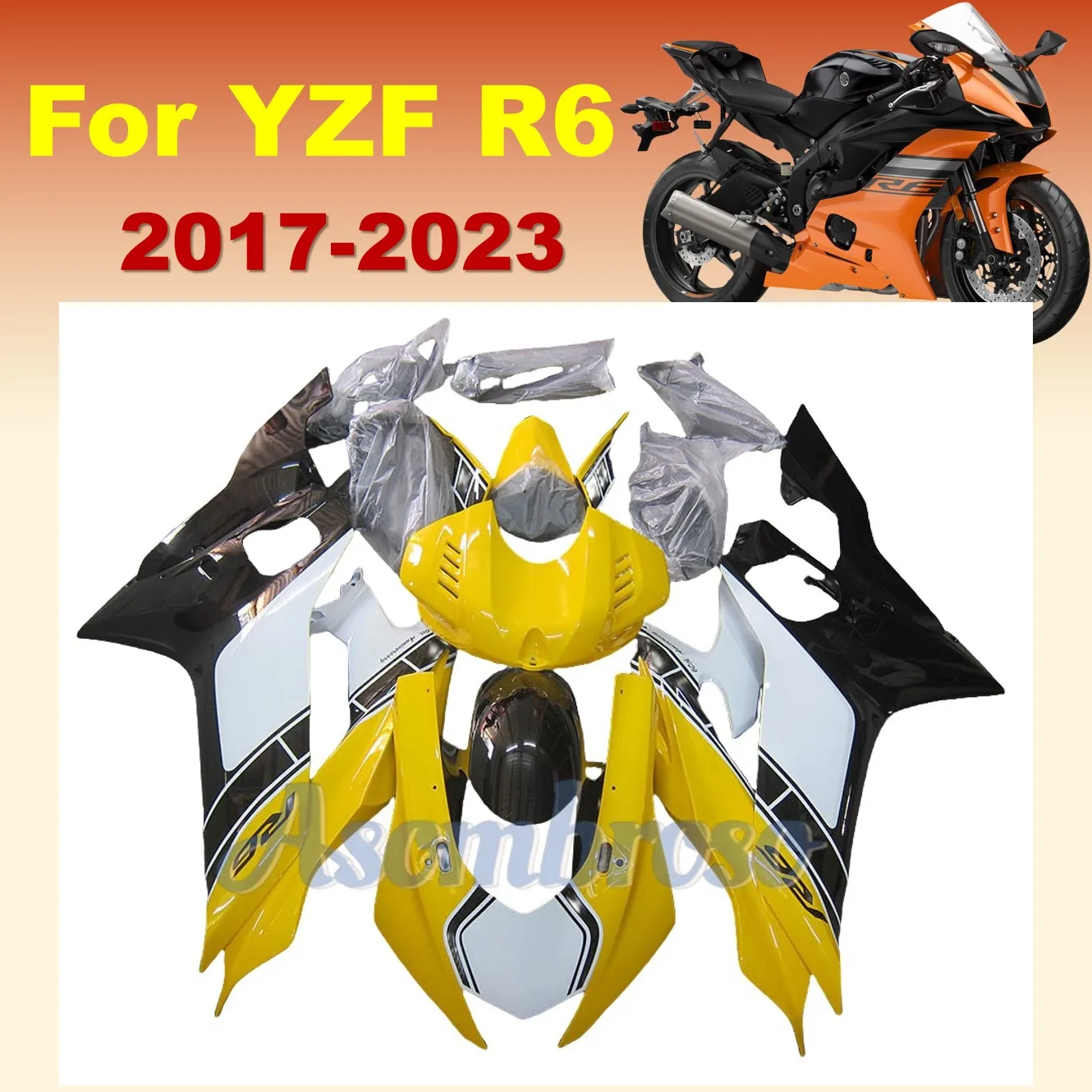 Комплект деталей обтекателя ZXMT подходит для YZFR6 2017 2018 2019 2020 2021 2022 2023 YZF R6