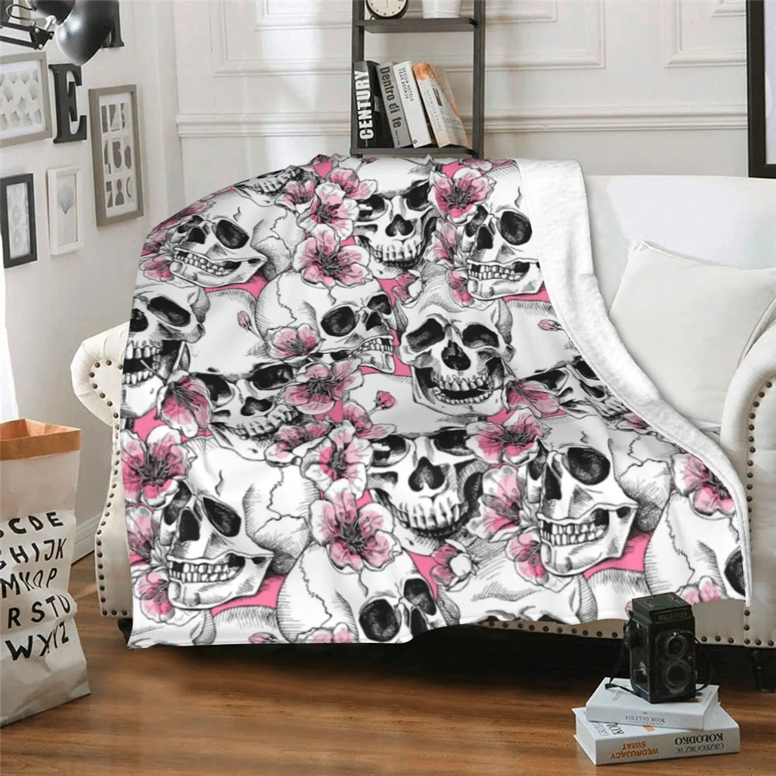 

Одеяло для взрослых, женщин, мальчиков, девочек, детей, малышей, для дивана, кровати, офиса, путешествий, кемпинга, цветов, черепа, плед, гладко...