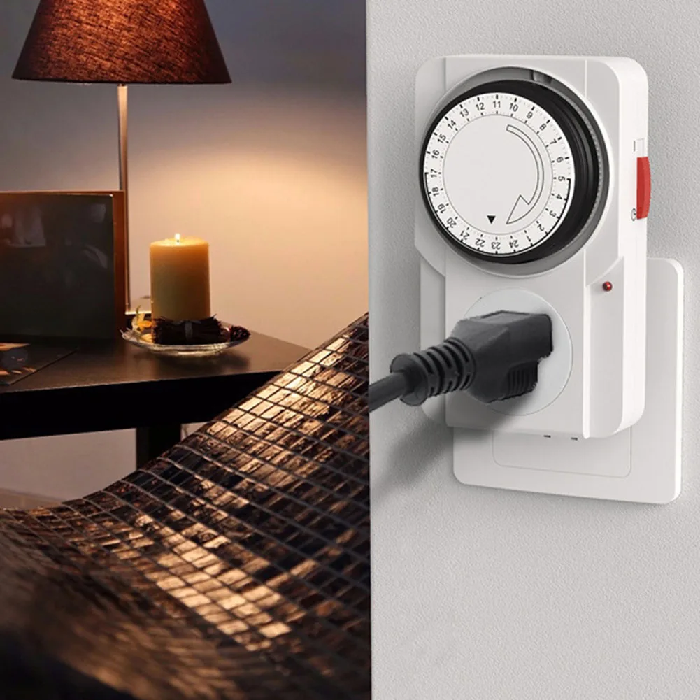

24-Hour Outlet Timer Plug 11.8CM X 7CM In Mechanical Programmable Switch EU/UK/AU Electric Grounded Timer Plug 220V