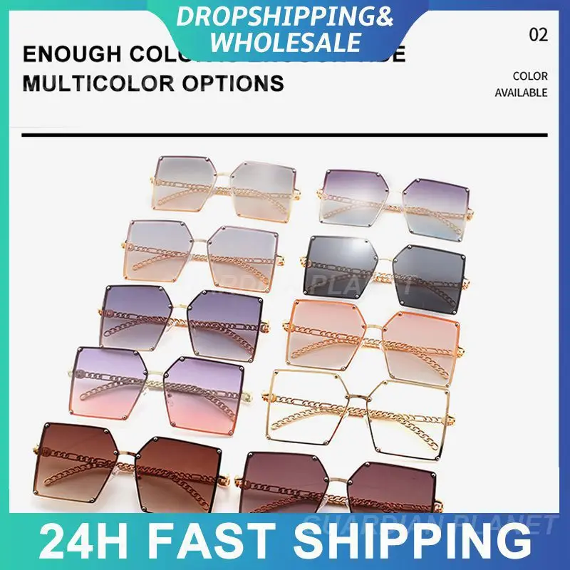 

New Fashion Sunglasses Retro Metal Hollow Temples Square Big Frame Sunglasses Men And Women Sun shading Glasses