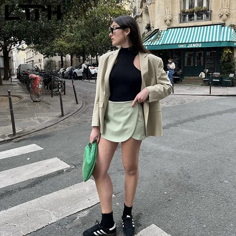 LTPH security shorts skirts women high waist slim streetwear asymmetrical casual pantskirt vintage short pants 2023 summer new