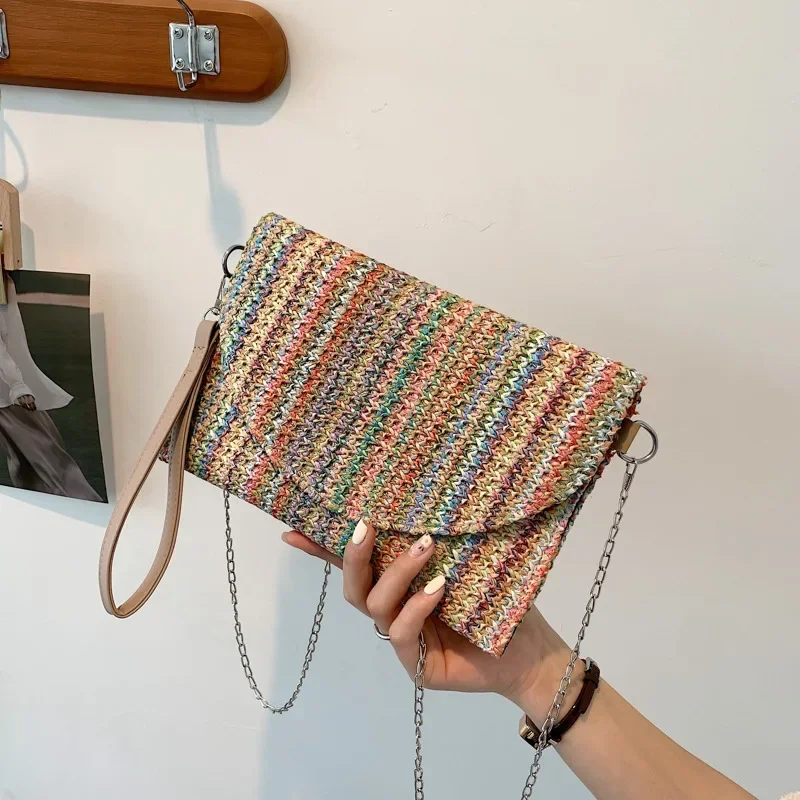 

Fashion Bags Clutch Knitted Chain Small Female Shoulder Ladies Handbags Crossbody Bags Women Envelope Day National Purse Wallet