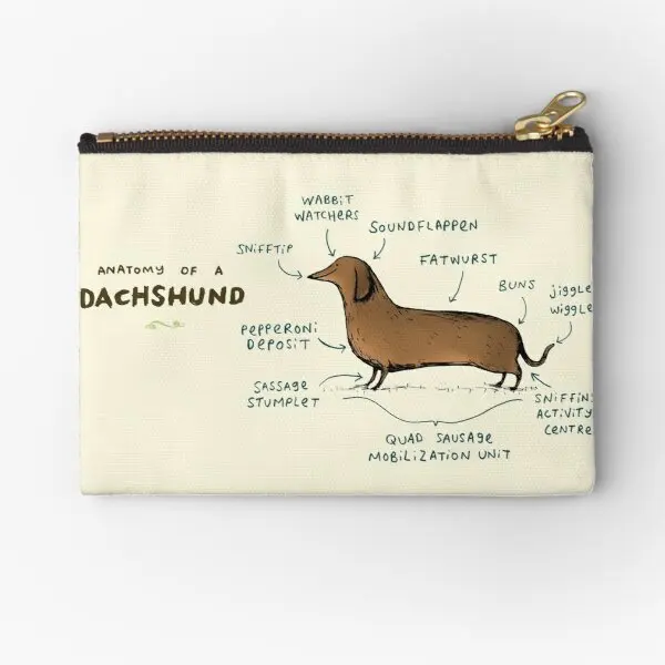 

Anatomy Of A Dachshund Zipper Pouches Panties Coin Pocket Men Packaging Small Storage Socks Pure Women Key Cosmetic Wallet Bag
