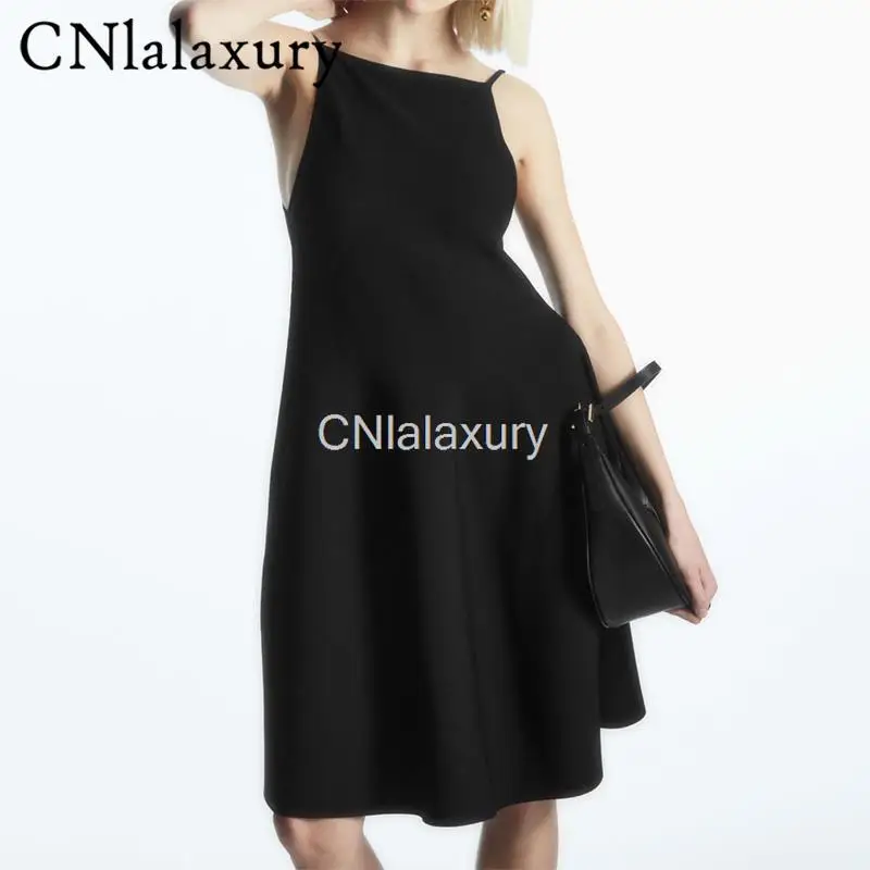 

CNlalaxury, новинка сезона весна-лето 2023, женское модное однотонное тонкое платье с квадратным воротником, элегантное женское шикарное платье ср...