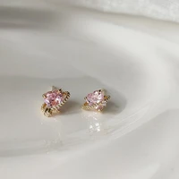 2022 new contracted summer fresh sweet heart earrings fashion fine crystal women trend small lovely stud earrings jewelry