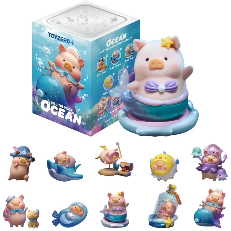 Фото Коллекционная фигурка LULU The Piggy Ocean Series: Загадочная коробка-сюрприз Lulu Pig, аниме-фигурка морского животного, кукла, украшение для стола, декор, подарок, игрушка №1