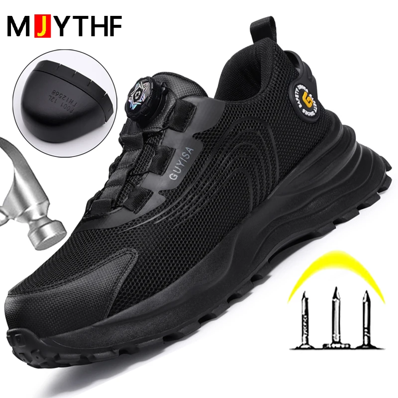 

Rotating Button Work Sneakers Men Safety Shoes Fashion New Protective Boots Men Anti Smashing Anti Piercing Indestructible Shoes