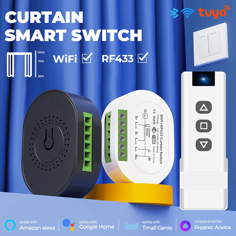 

Wifi Blind Roller Curtain Switch Smart Life App Tuya Curtain Switch Voice Control Tuya Wifirf433 Curtain Switch Remote Control