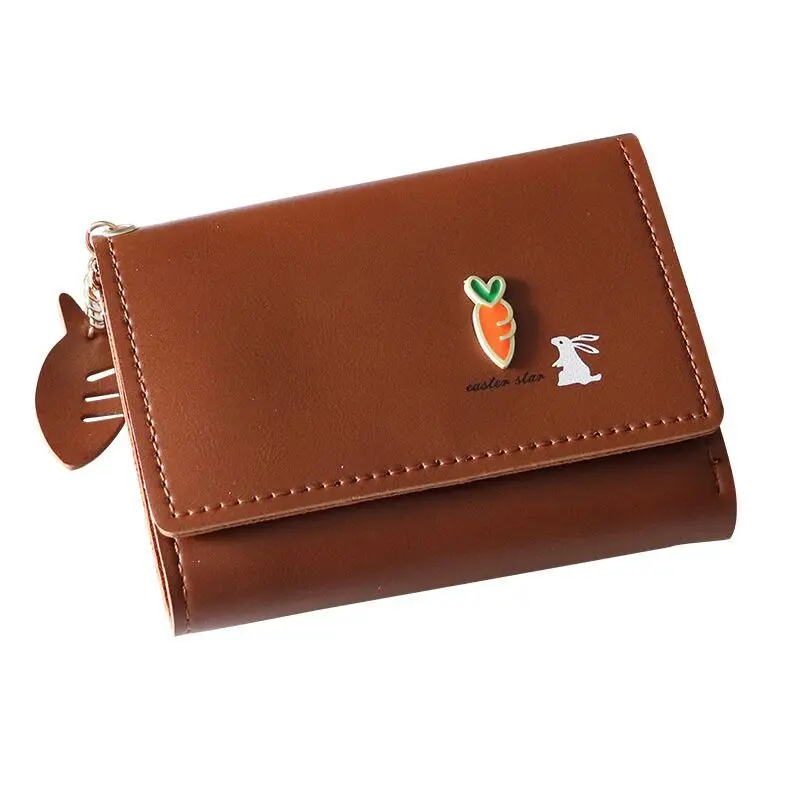 New Japanese Korean Women's Short Wallet Cute Small Animal Tri-fold Short PU Wallet Simple Student Card Bag Coin Purse for Women