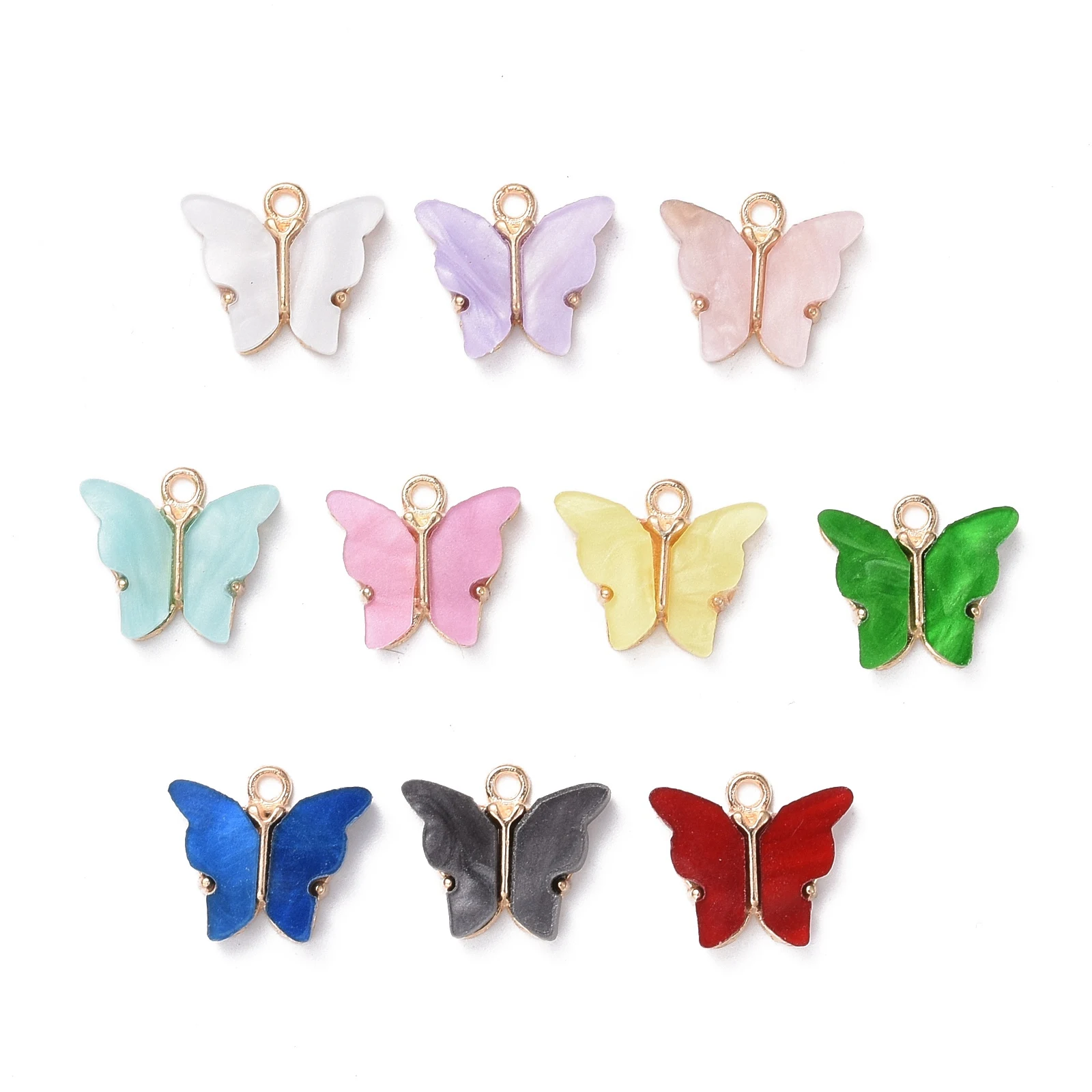 

100Pcs Colorful Butterfly Pendant Cute Animal Charms DIY Jewelry Making Earrings Necklace Jewellery Accessories 14x16.5x3mm