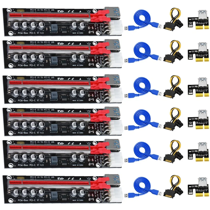 

PCI-E Riser Card PCI-E X1 TO X16 USB3.0 6PIN GPU Extension Cord Adapter Card For B250B B250C B75 BTC Mining