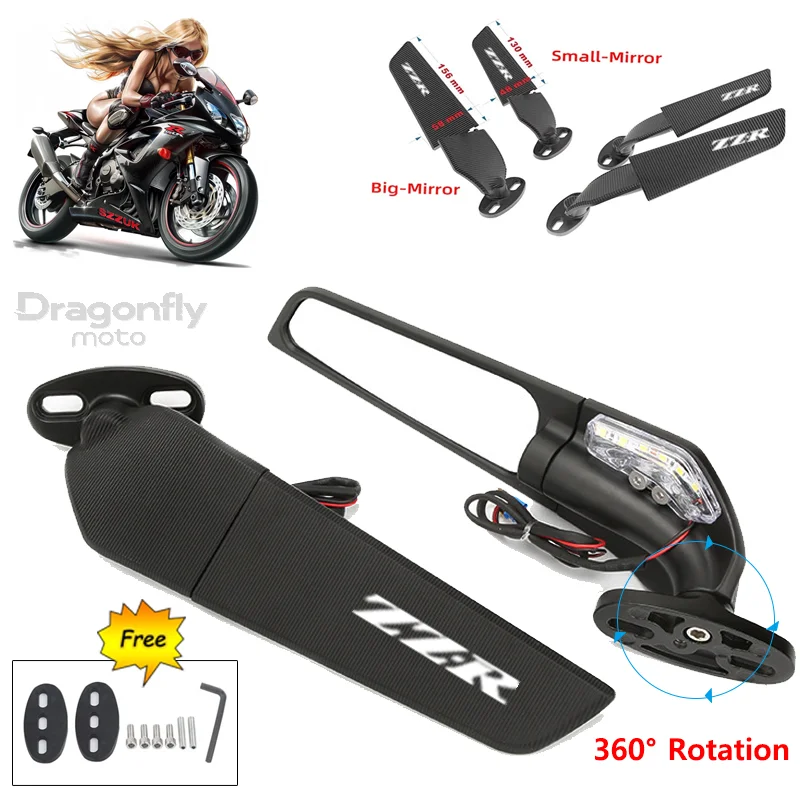 Зеркала на крыле мотоцикла для Kawasaki ZZR600 ZZR1200 1400 ZZR 600 1200 регулируемое вращающееся