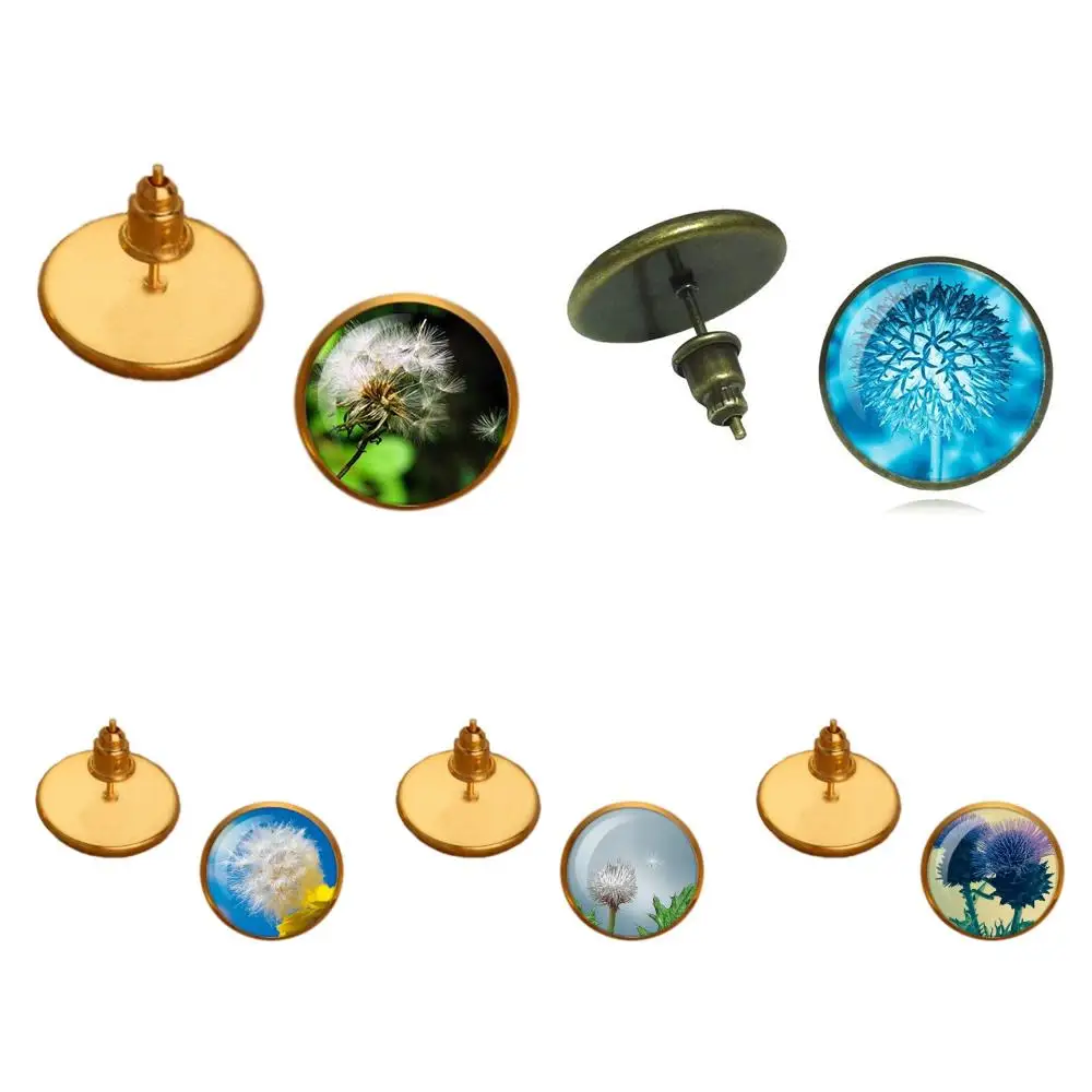 Для мужчин, женщин, мужчин, подарки на вечерние, размер одуванчиков, чертополости, цвет бронза/серебро/золото, зажим для ушей с кабошоном