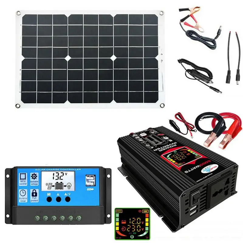 

Solar Generator Kit 18W 12 V Solar Panel 30A Solar Charge Controller Complete Solar Power System With Battery And Inverter For