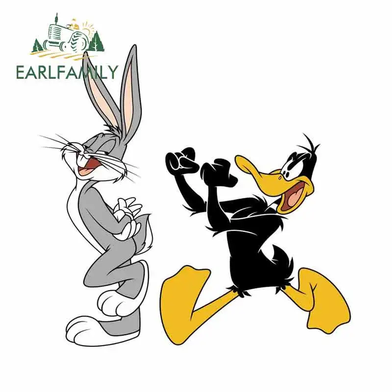EARLFAMILY, 13 см x 6,8 см, наклейки в стиле граффити «Багги Банни и Даффи-утки», наклейки на лобовое стекло, корпус Мотоцикла, для автомобиля, водонепроницаемые автомобильные наклейки