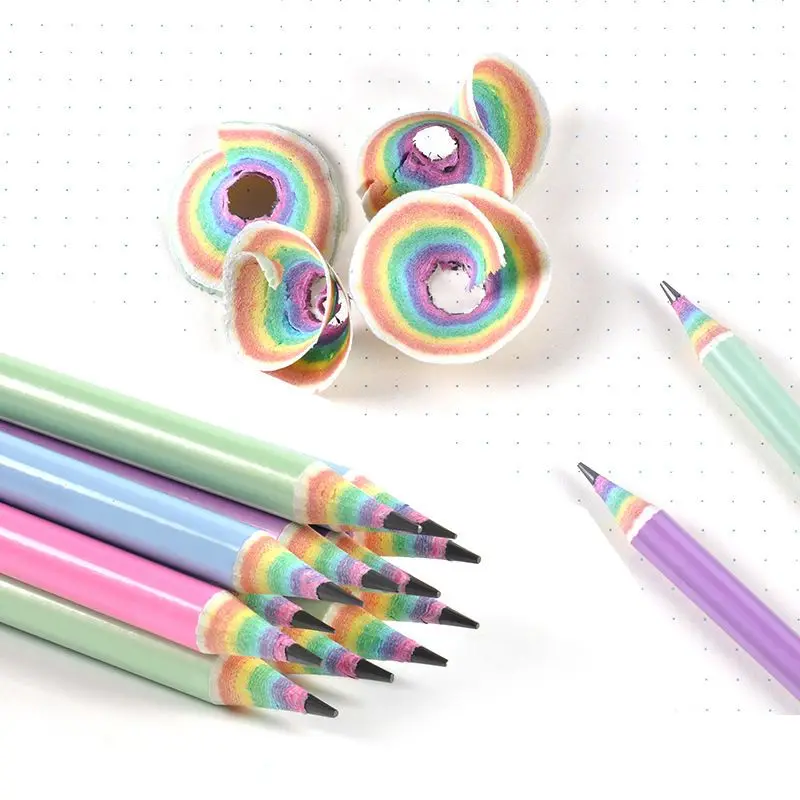 

12pcs/box HB Black Lead Rainbow Paper Pencil Set Children's Writing and Painting Kids Sketch Comic Pen School Stationery Gift