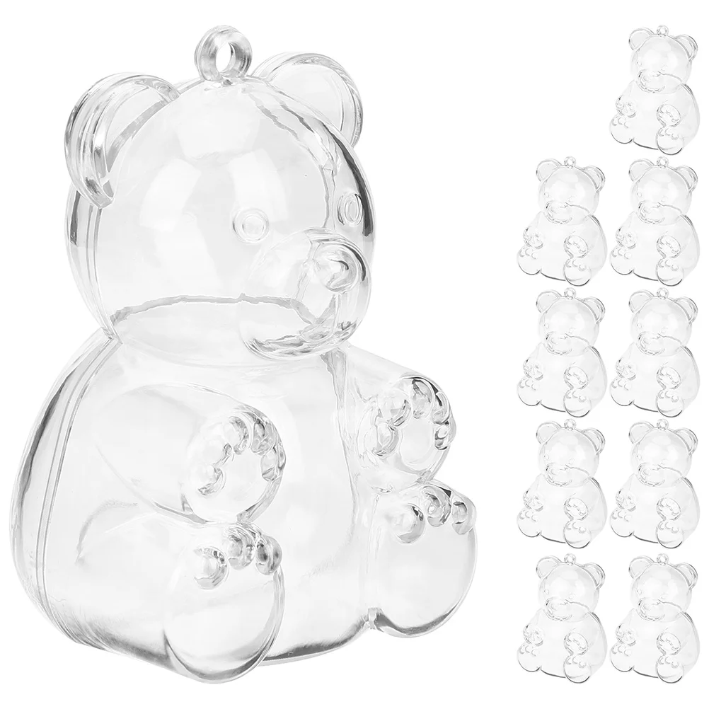 

10Pcs Bear Gift Boxes Small Favor Boxes Candy Wrapping Boxes Transparent Snacks Packing Boxes