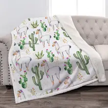 Manta de franela suave con dibujos animados para sofá, silla, cama, oficina, viaje y Camping, Llama de Alpaca (3)