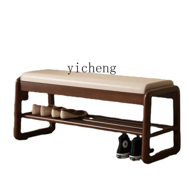 

XL Solid Wood Shoe Changing Stool Footstool Soft Padded Stool Shoe Rack Entrance Can Sit