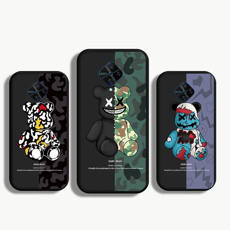 

Fashion Cute Cool Bear Phone Case For VIVO S1 Pro S7 S9 S10 V9 V11 V15 V17 Neo V19 V20 SE V21 Cover Soft Silicone TPU Back Cases