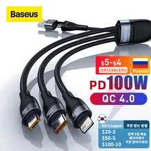 Baseus-Cable Micro USB tipo C 3 en 1 para iPhone 13, 12 Pro, 11, XR, 100W, Macbook Pro, Samsung y Xiaomi